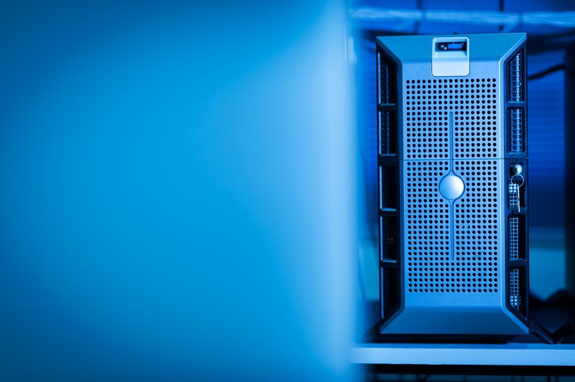 Server racks close-up in a data centre